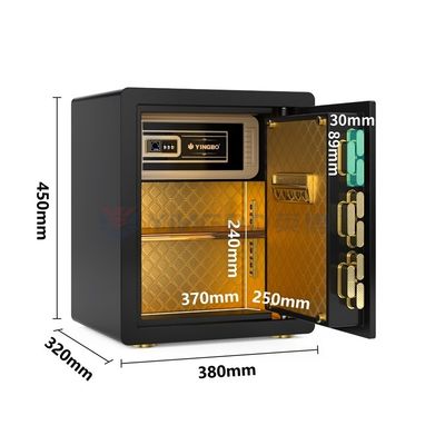 Fermeture d'empreintes digitales, coffre-fort pour la maison intelligente, double alarme, 26 kg (noir)