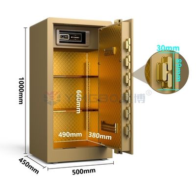 Sécurité intérieure empreinte digitale verrouillage biométrique coffre-fort H1000mm YB/RS-100 or