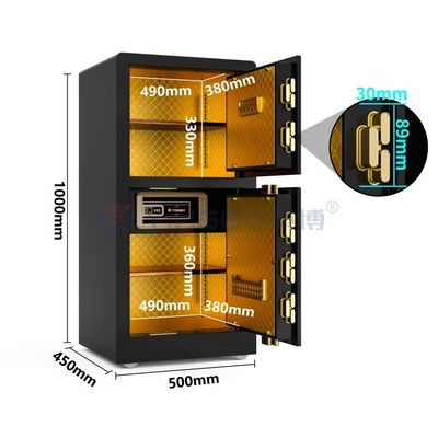 Boîte de sécurité à deux portes noire H39.5in YB/RS-100D