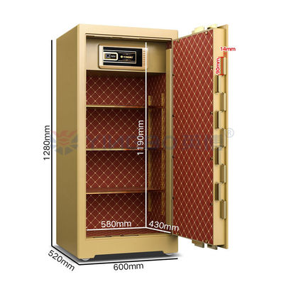 Coffre-fort biométrique à empreintes digitales H1280mm pour usage commercial, porte de 10mm d'épaisseur et boulons pleins brevetés