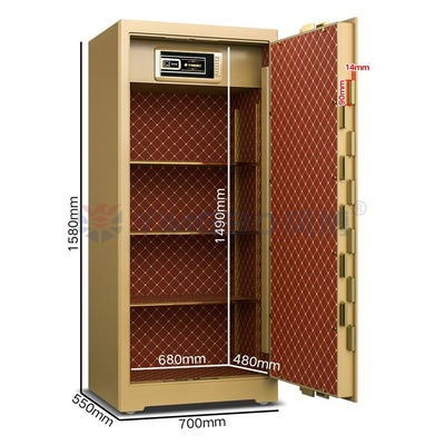 H1580mm coffre-fort pour empreintes digitales avec boulons à double rangée brevetés et poignée en alliage de zinc
