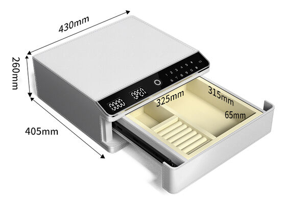 Coffre-fort de bijoux recouvert de cuir, petit, avec rails coulissants en métal et éclaboussure automatique