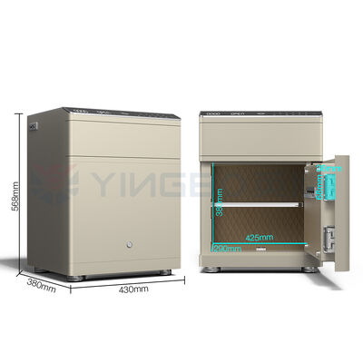 Coffre-fort intelligent en acier massif avec charge sans fil, table de chevet, système d'alarme intelligent