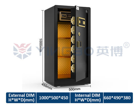 Coffre-fort domestique avec ISO & CE & RoHS & brevet 7 modes d'ouverture Double acier massif 68 kg YB/RS-100