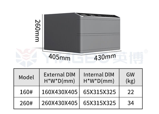 Grands tiroirs avec compartiments, coffre-fort à bijoux, déverrouillage par empreinte digitale, trois couleurs Standard